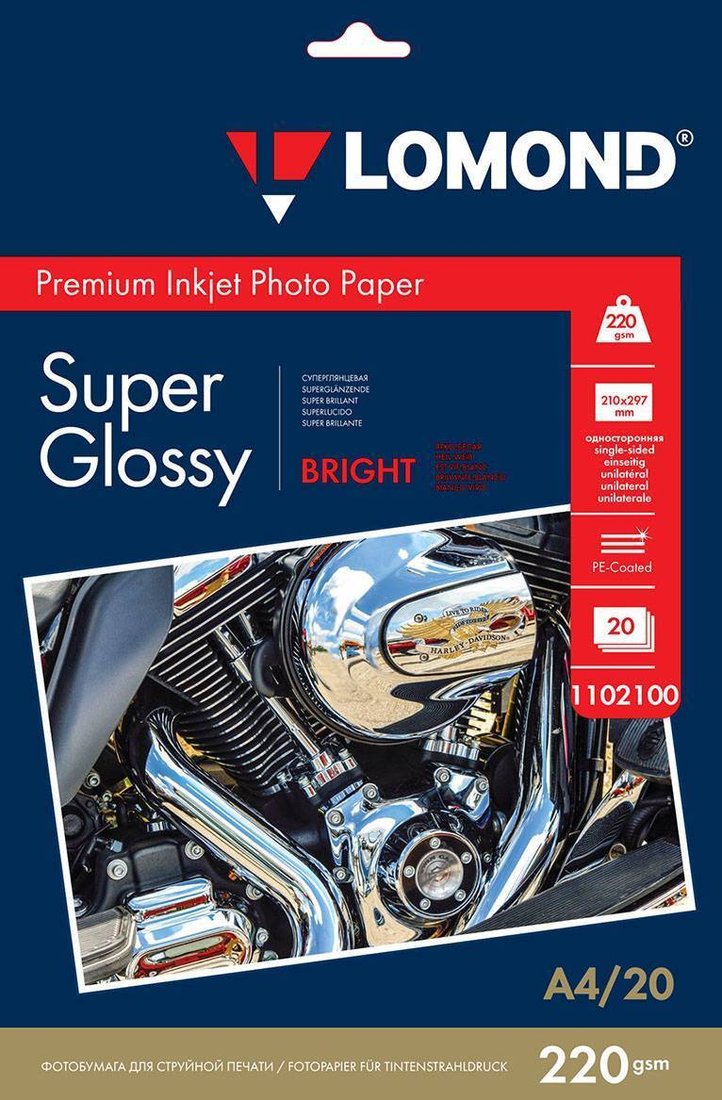 

Фотобумага Lomond Bright Super Glossy A4 220 г/м2 20 л 1102100