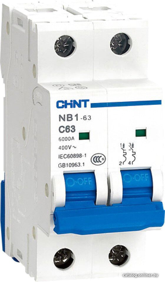 Выключатель автоматический Chint NB1-63 2P 2A 6кА (C) 179659