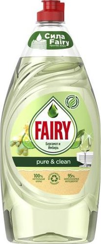 Средство для мытья посуды Fairy Fairy Pure&Clean Бергамот и Имбирь 900 мл