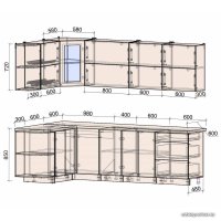 Готовая кухня Интерлиния Мила Матте 1.5x2.6 А правая (белый-белый-кастилло тёмный)