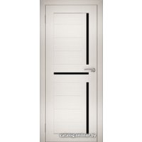 Межкомнатная дверь Юни Амати 18 (ч) 80x200 (эшвайт/черное стекло)