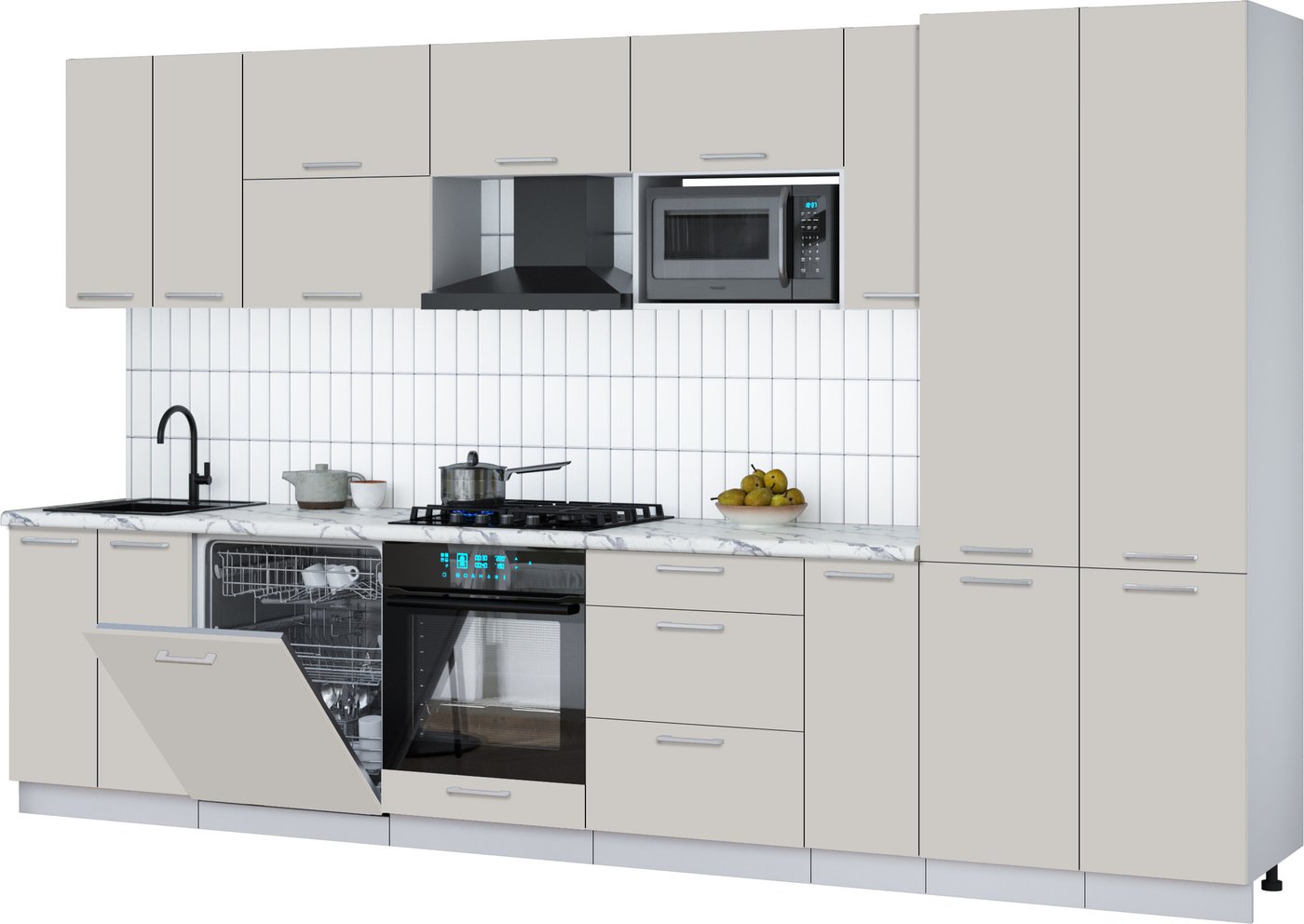 

Готовая кухня Интерлиния Мила Gloss 3.5-ПМ2 (кашемир/кашемир/белый гранит)