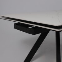 Кухонный стол Аврора Монако New 1600/2240x900 (камень белый Greys White/черный матовый)