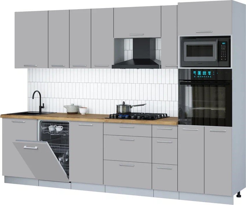 

Готовая кухня Интерлиния Мила Gloss 2.9-ПМ3 (грей/грей/дуб бунратти)