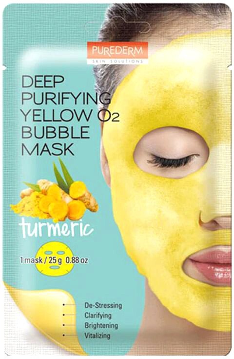 

Purederm Маска для лица тканевая Deep Purifying Yellow O2 Bubble Mask куркума (25 г)
