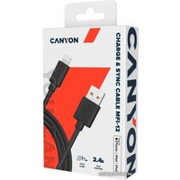 Кабель Canyon MFI-12 CNS-MFIC12B USB Type-A - Lightning (2 м, черный)