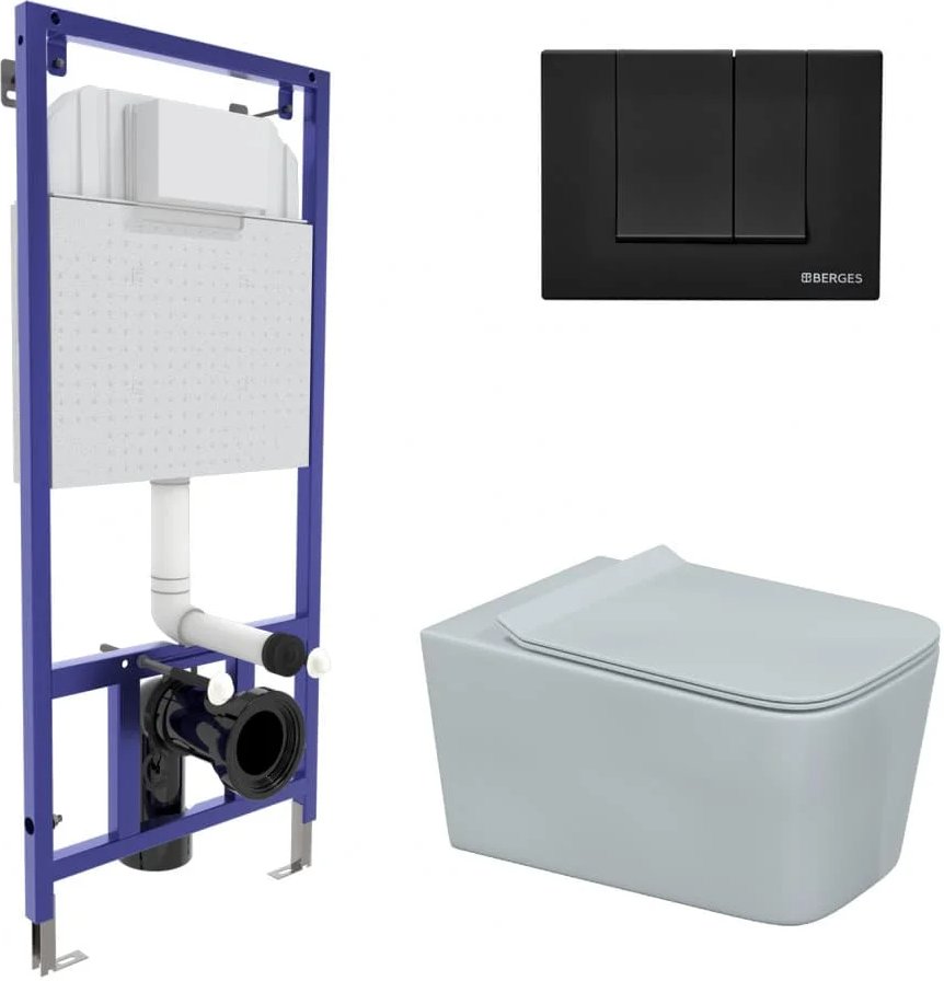 

Унитаз подвесной Berges Wasserhaus Floe Rimless + Floe Slim SO + Novum525 + F5 Soft Touch 043230