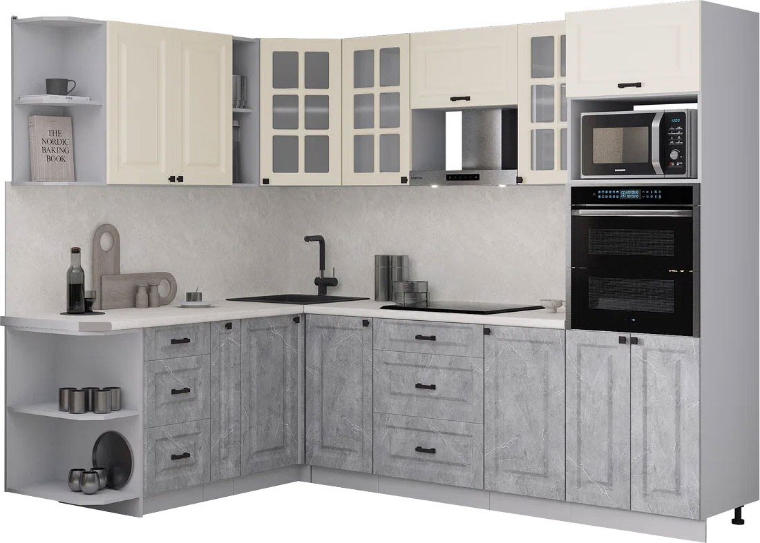 

Готовая кухня Интерлиния Мила Деко 1.88x2.6 LV (керамика/белый/опал светлый)