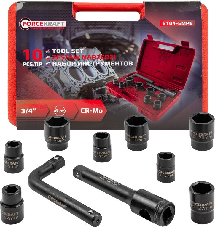 

Набор головок слесарных ForceKraft FK-6104-5MPB(58240)