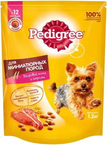 

Сухой корм для собак Pedigree для взрослых миниатюрных пород с говядиной 1.2 кг