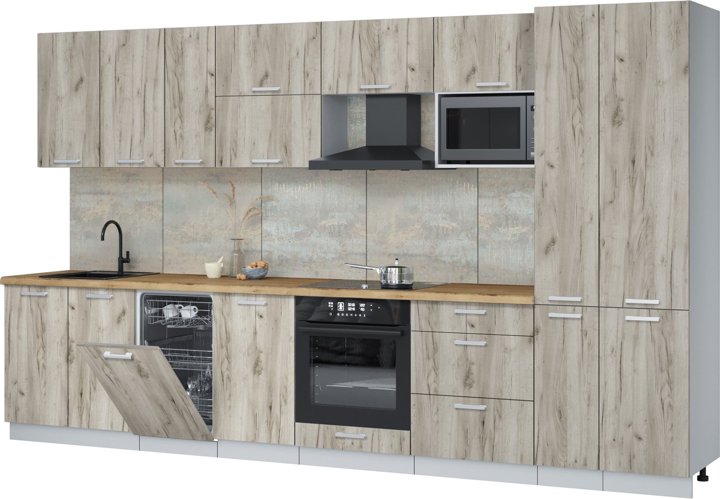 

Готовая кухня Интерлиния Мила Лайт 3.6-ПМ4 (дуб серый/дуб серый/дуб бунратти)