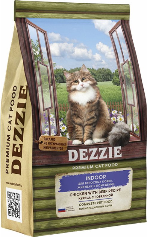 

Сухой корм для кошек Dezzie Indoor Adult Cat (для живущих в помещении, с курицей и говядиной) 2 кг