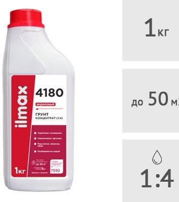 

Полимерная грунтовка ilmax 4180 Грунт-концентрат укрепляющий 1:4 (1 кг)