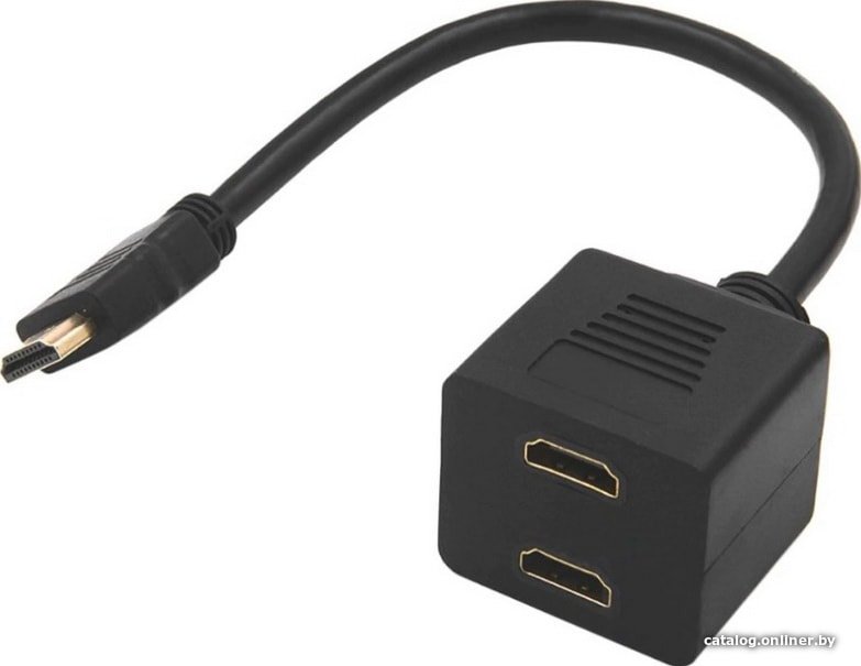 Адаптер USBTOP 1x2 HDMI FullHD 1080P 3D, пассивный с проводом (квадратный)
