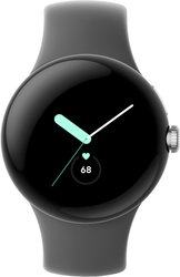 Pixel Watch (глянцевый серебристый/угольный, спортивный силиконовый ремешок)