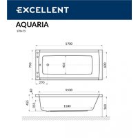 Ванна Excellent Aquaria 170x75 (с ножками) в Гомеле