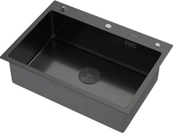 Кухонная мойка ARFEKA ECO AR 700*500 POP-UP BLACK PVD NANO DECOR VOLCANIC ROCK