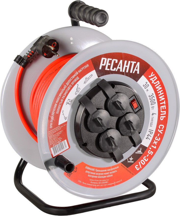 

Удлинитель на катушке Ресанта СУ-3x1.5-30/3