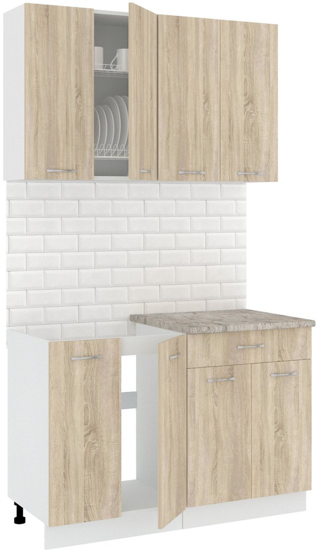 

Готовая кухня Кортекс-мебель Корнелия Лира-лайт 1.2м (дуб сонома/марсель)