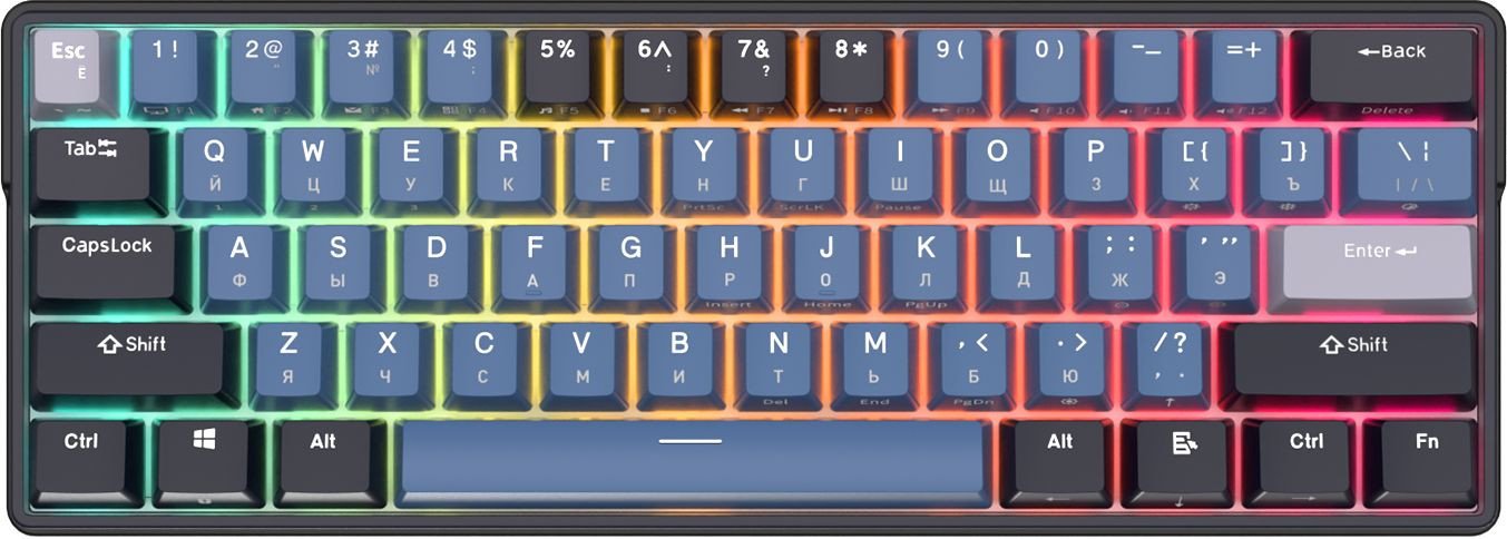 

Клавиатура Royal Kludge RK61 Plus RGB (черный, RK Cyan)