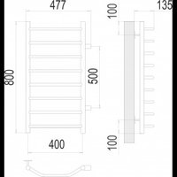 Полотенцесушитель TERMINUS Виктория П8 400x800 (с боковым подключением 50, хром)