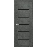 Межкомнатная дверь Юркас Stark ST8 ДО 70x200 (бетон темный/lacobel черный лак)