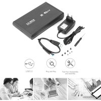 Бокс для накопителей 3.5" USBTOP SATA – USB3.0 (черный, с блоком питания)