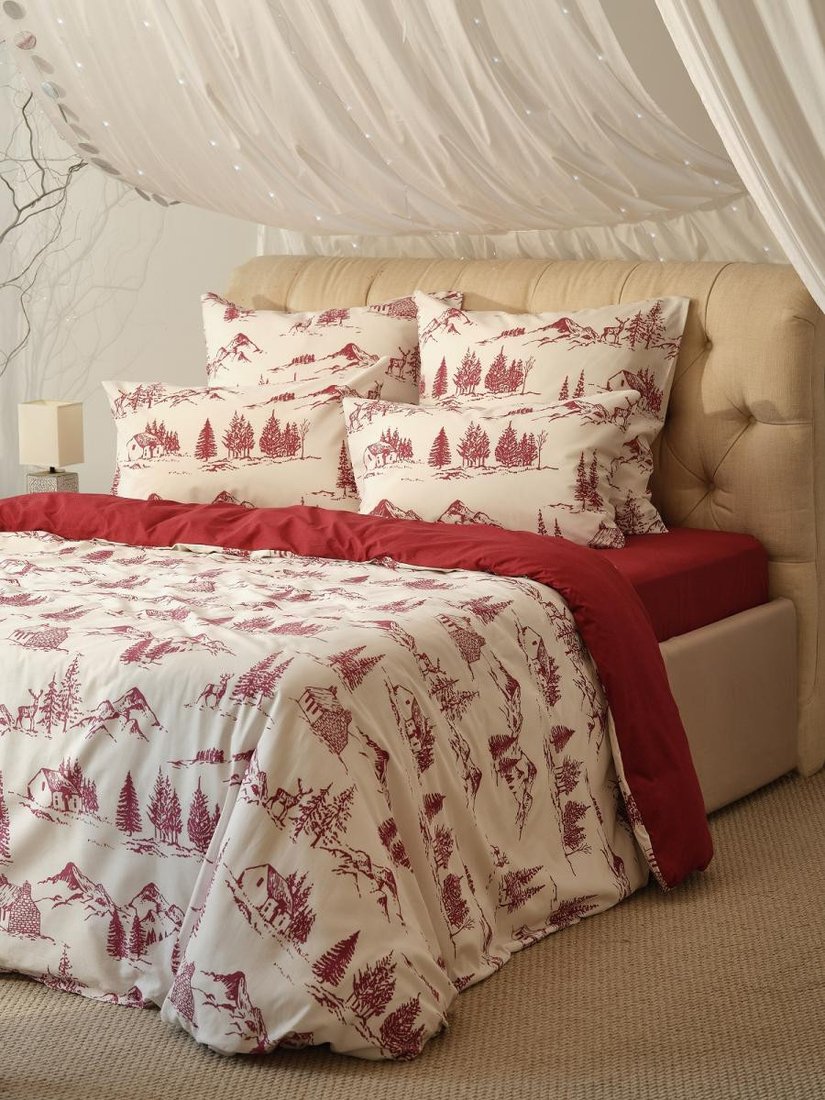 

1.5-спальный комплект постельного белья Ночь Нежна Зимняя деревня Стандарт 1.5сп 70x70 20026-1+70648-13