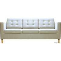 Диван Brioli Дилли клетка Д трехместный (рогожка, J1 кремовый/светлые ножки)