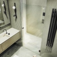 Душевая дверь MaybahGlass 195x70.5 MGD-519-6 (сатин стекло/черный)