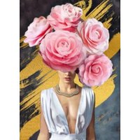 Картина по номерам ILikeGift Девушка с розами HR0688