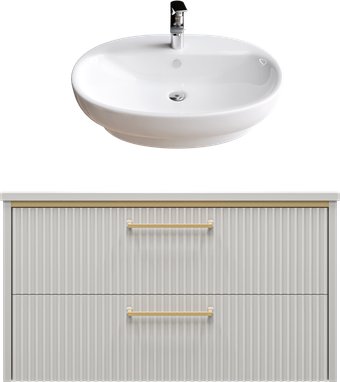 Brevita Тумба с умывальником Elche 80 ELC-01080-0502Я+0116 (серый кашемир)