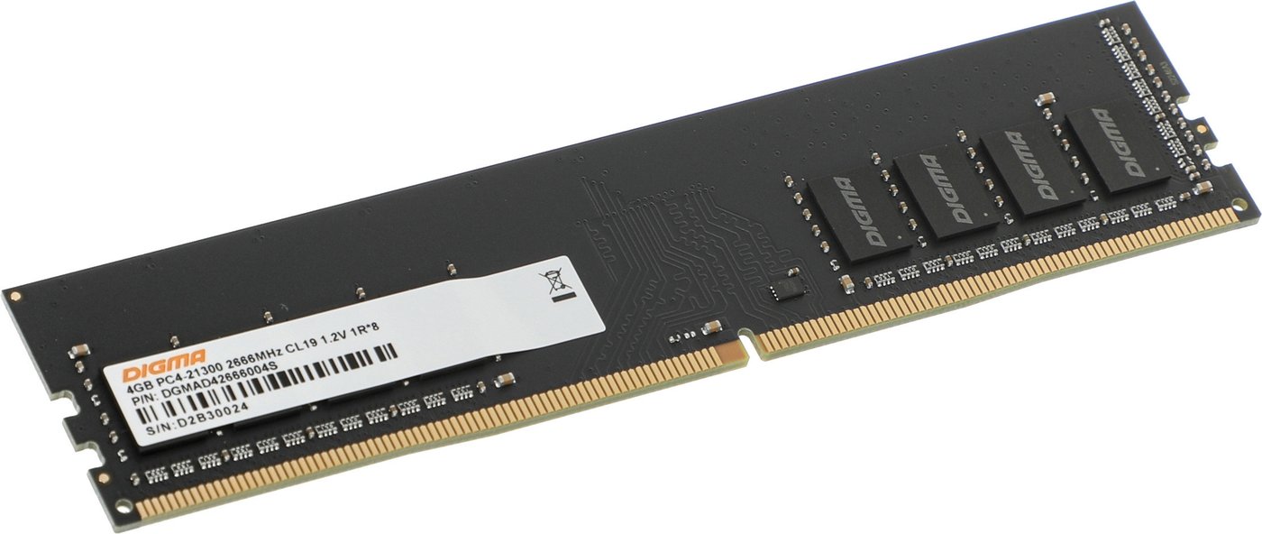 

Оперативная память Digma 4ГБ DDR4 2666 МГц DGMAD42666004S