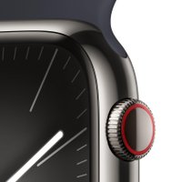 Умные часы Apple Watch Series 9 LTE 45 мм (корпус из нержавеющей стали, графит/полуночный, спортивный силиконовый ремешок M/L)