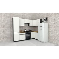 Готовая кухня ВерсоМебель Эко-8 1.2x2.7 правая (белый фасадный/ст.золотистый дуб)