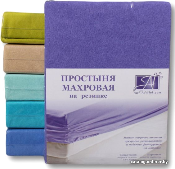 Простыня Альвитек Махровая на резинке 90x200x20 ПМР-ФА-090 (фиолетовый)