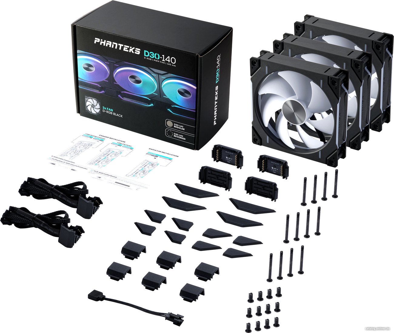 Комплект вентиляторов для корпуса Phanteks D30-140 D-RGB Regular Black Triple PH-F140D30_DRGB_PWM_BK01_3P
