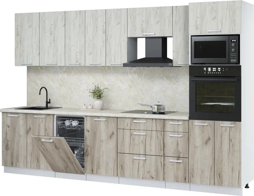 

Готовая кухня Интерлиния Мила Лайт 3.2-ПМ3 (дуб белый/дуб серый/опал светлый)