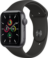 Apple Watch SE 44 мм (алюминий серый космос/черный спортивный)