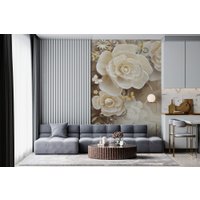 Фотообои ФабрикаФресок 3D Цветы с бабочками 872270 (200x270)