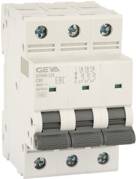 

Выключатель автоматический GEYA GYM9-125 3P 80А 6кА C GYM91253P80C