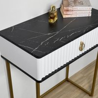 Туалетный столик без зеркала Shtabe Royal 5115 эко (мрамор неро/золото/р.золото)
