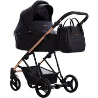Универсальная коляска BEBETTO Yoddi Premium Class (3 в 1, 02 черная кожа/рама бронза)