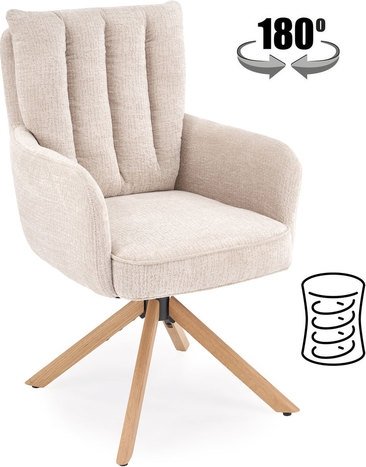 Стул с подлокотниками Halmar K594 (светло-бежевый/дуб натуральный)