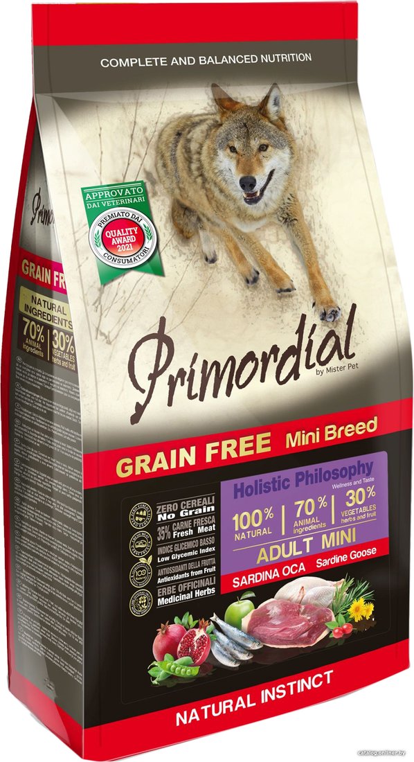 Сухой корм для собак Primordial GF Adult Mini Fresh Sardine & Goose 6 кг