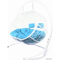 Подвесной диван M-Group Лежебока 11180103 (с белым ротангом/голубая подушка)