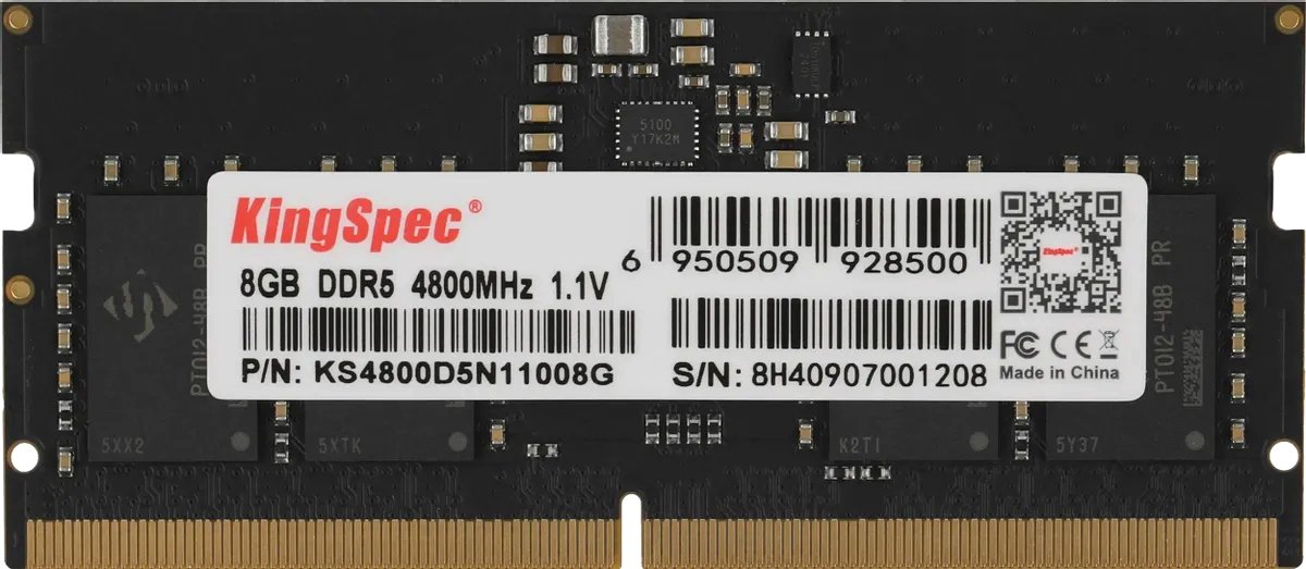 

Оперативная память KingSpec 8ГБ DDR5 SODIMM 4800 МГц KS4800D5N11008G