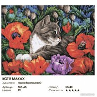Картина по номерам Белоснежка Кот в маках 183-AS