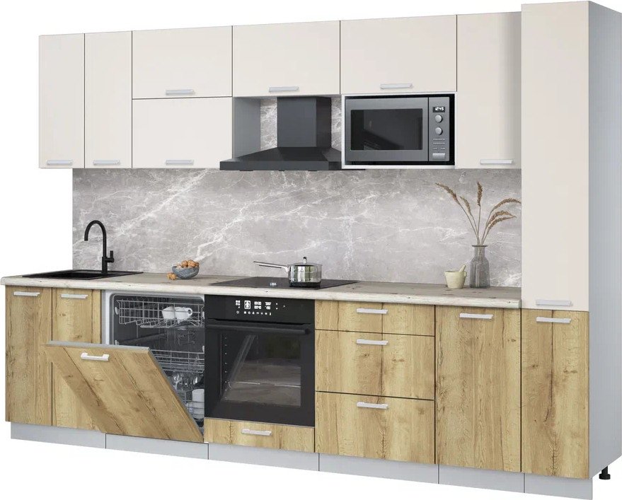 

Готовая кухня Интерлиния Мила Лайт 3.1-ПМ2 (персидский жемчуг/дуб золотой/бискайская сосна)