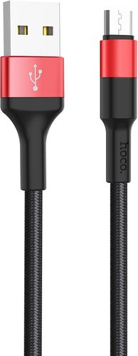 Hoco X26 USB Type-A - microUSB (1 м, черный/красный)